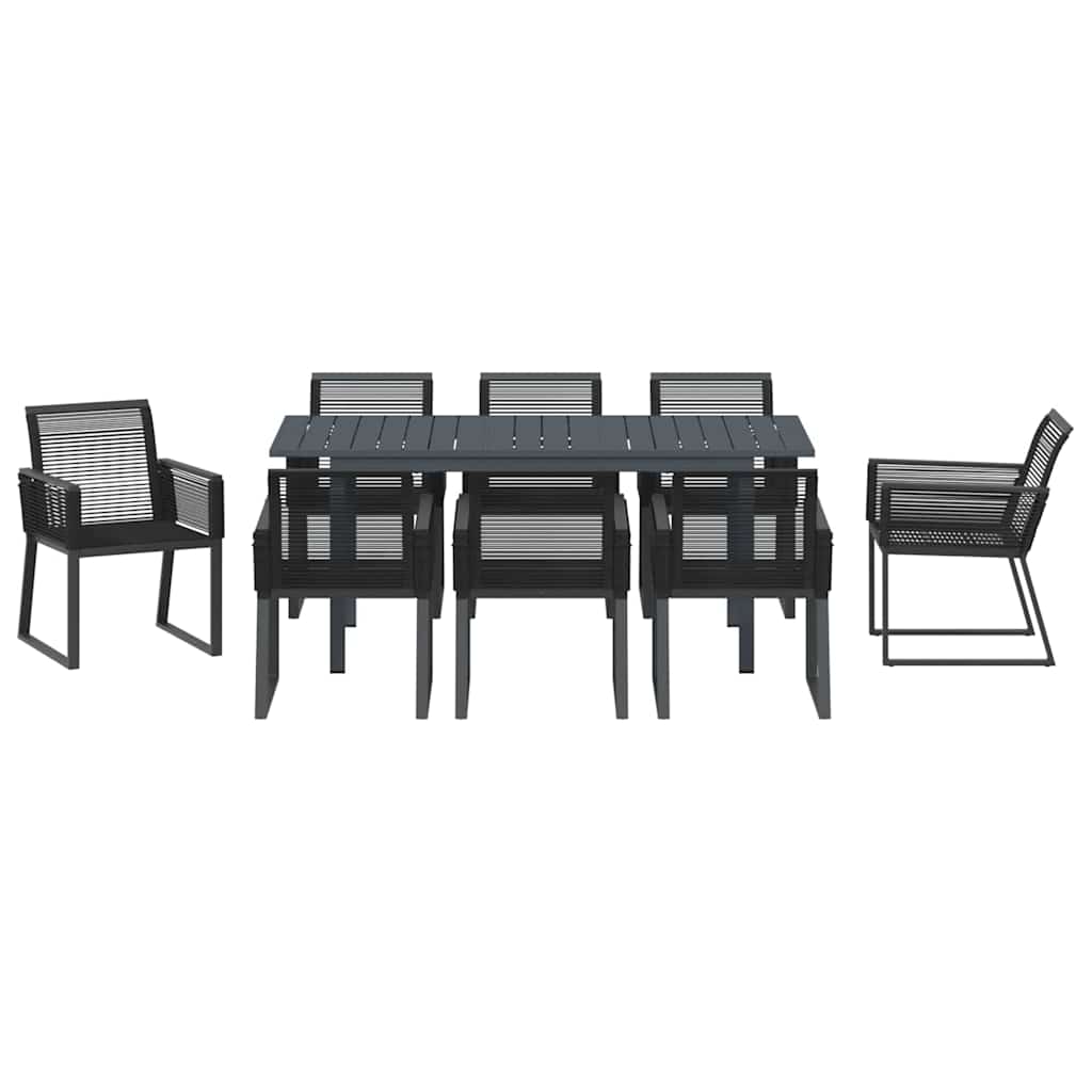 Garden Dining Set 9 pcs Black Poly Rattan