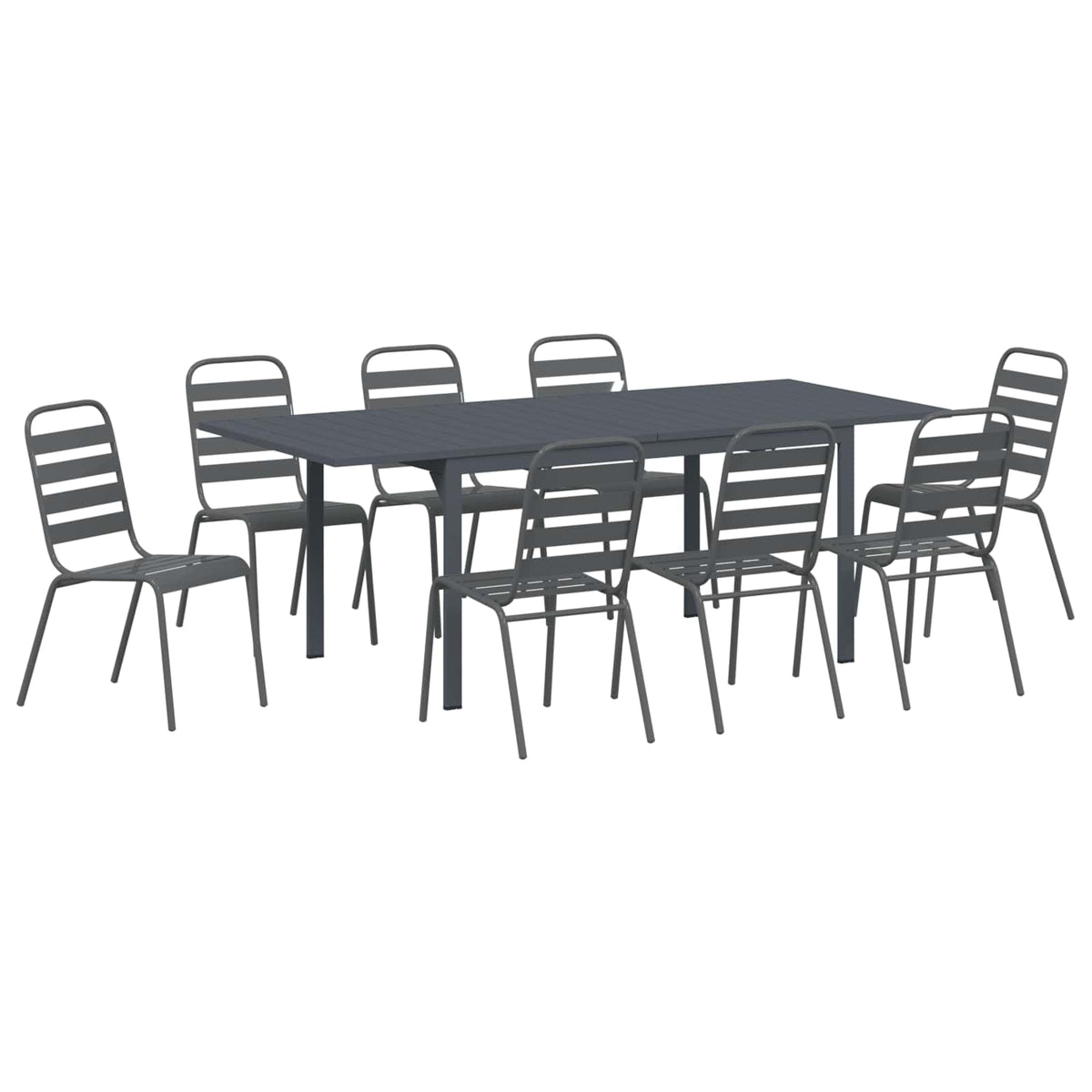 Garden Dining Set 9 pcs Anthracite Powder-coated Steel