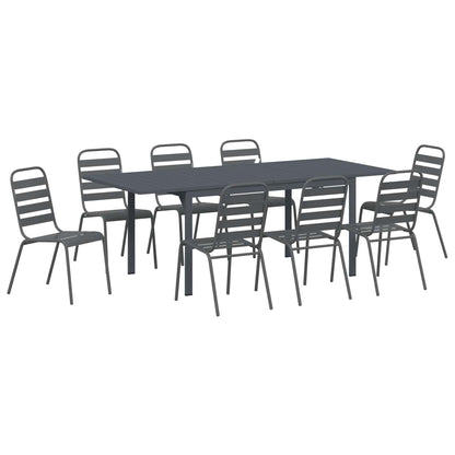 Garden Dining Set 9 pcs Anthracite Powder-coated Steel