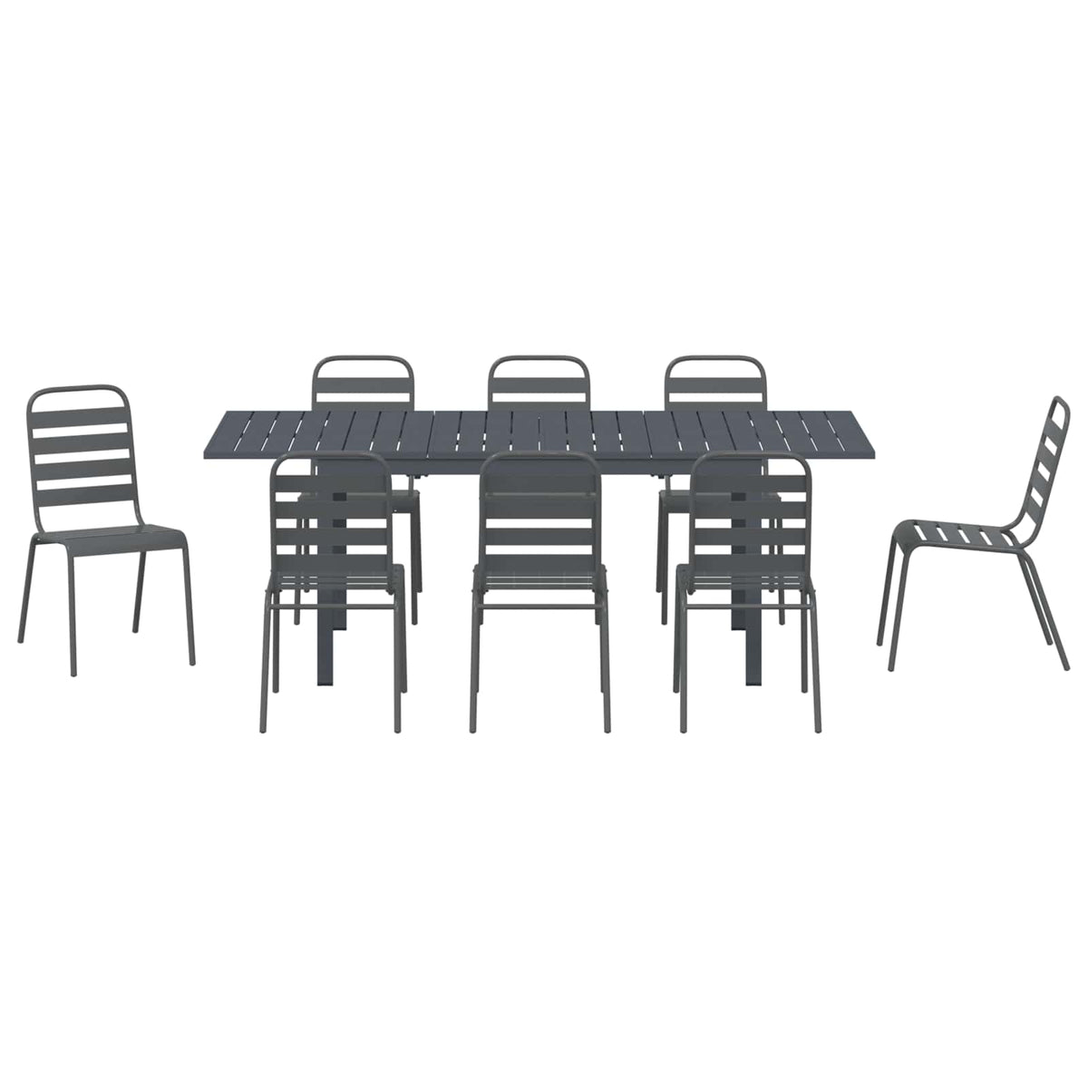 Garden Dining Set 9 pcs Anthracite Powder-coated Steel
