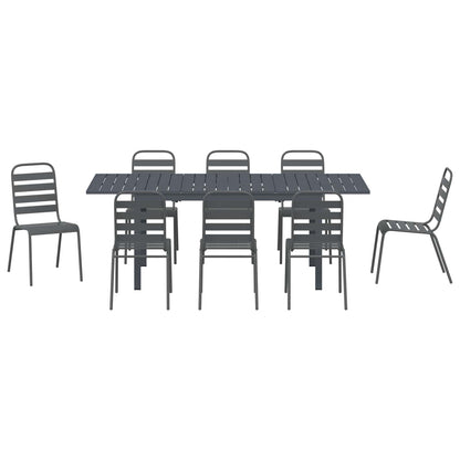Garden Dining Set 9 pcs Anthracite Powder-coated Steel