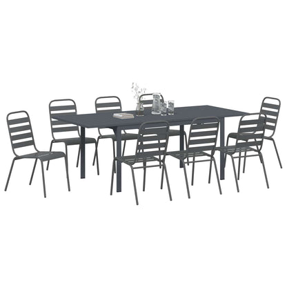 Garden Dining Set 9 pcs Anthracite Powder-coated Steel