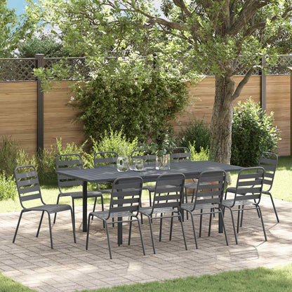 Garden Dining Set 11 pcs Anthracite Powder-coated Steel