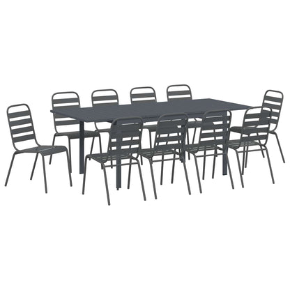 Garden Dining Set 11 pcs Anthracite Powder-coated Steel