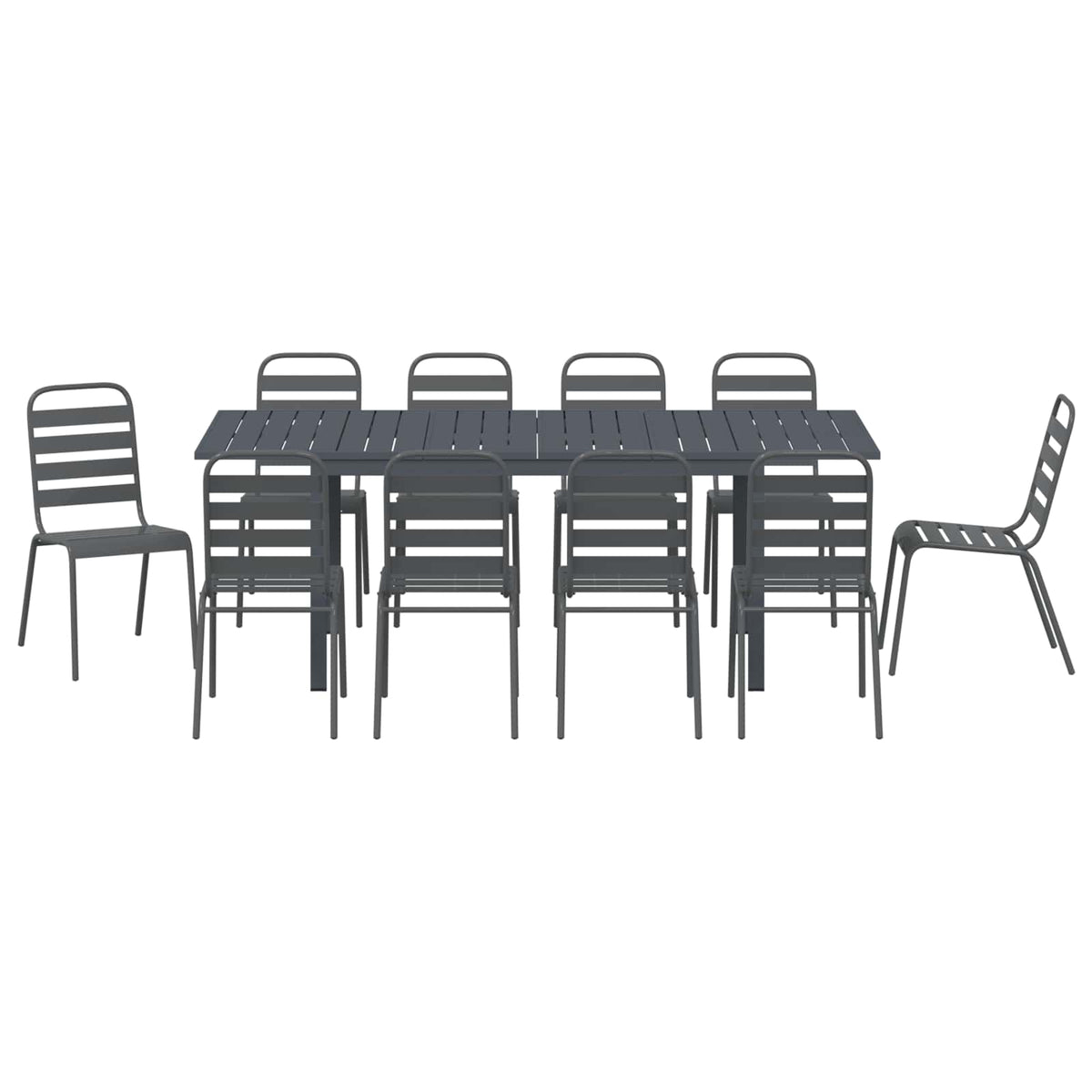 Garden Dining Set 11 pcs Anthracite Powder-coated Steel