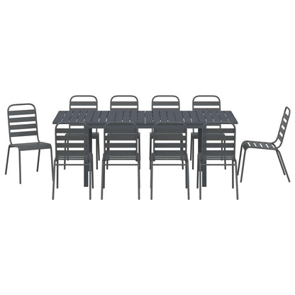 Garden Dining Set 11 pcs Anthracite Powder-coated Steel
