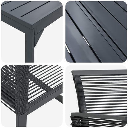 Garden Dining Set 9 pcs Black Poly Rattan