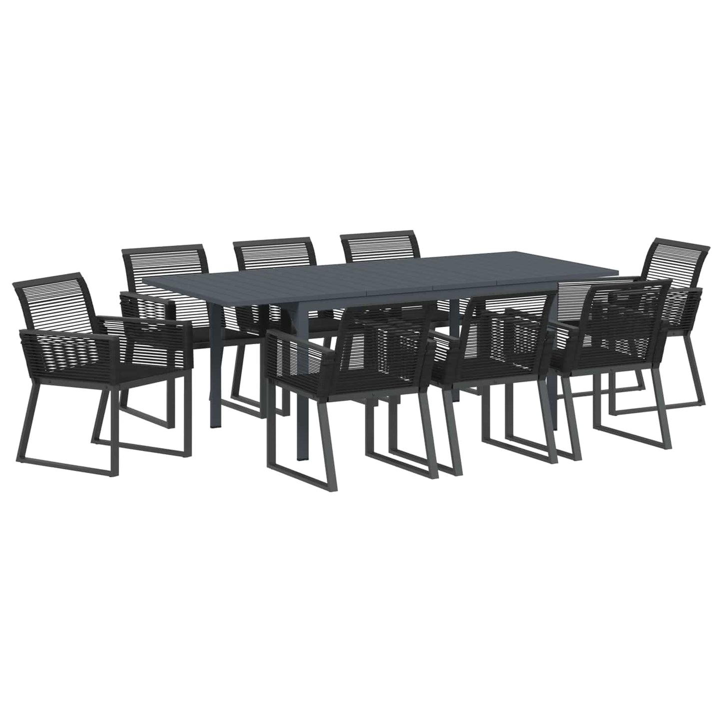 Garden Dining Set 9 pcs Black Poly Rattan