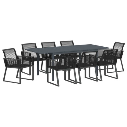 Garden Dining Set 9 pcs Black Poly Rattan