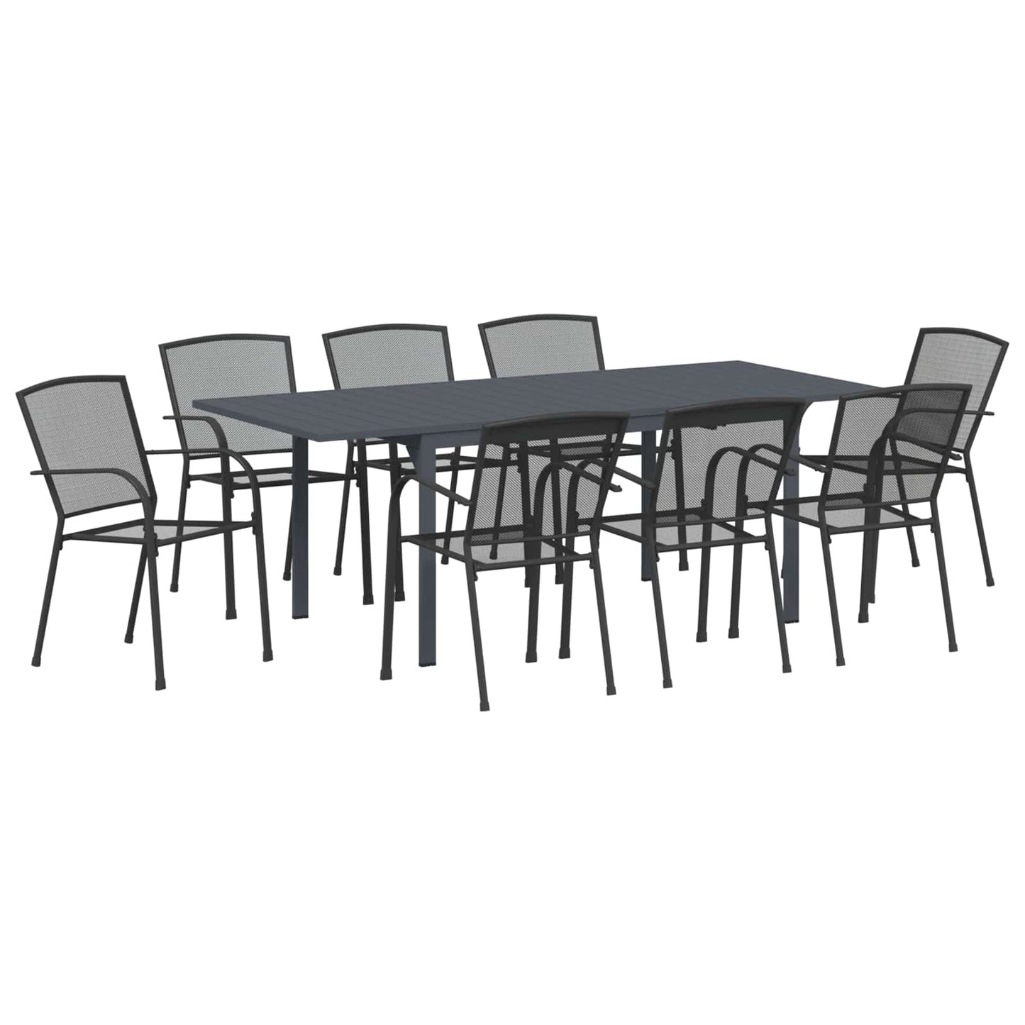 Garden Dining Set 9 pcs Anthracite Steel
