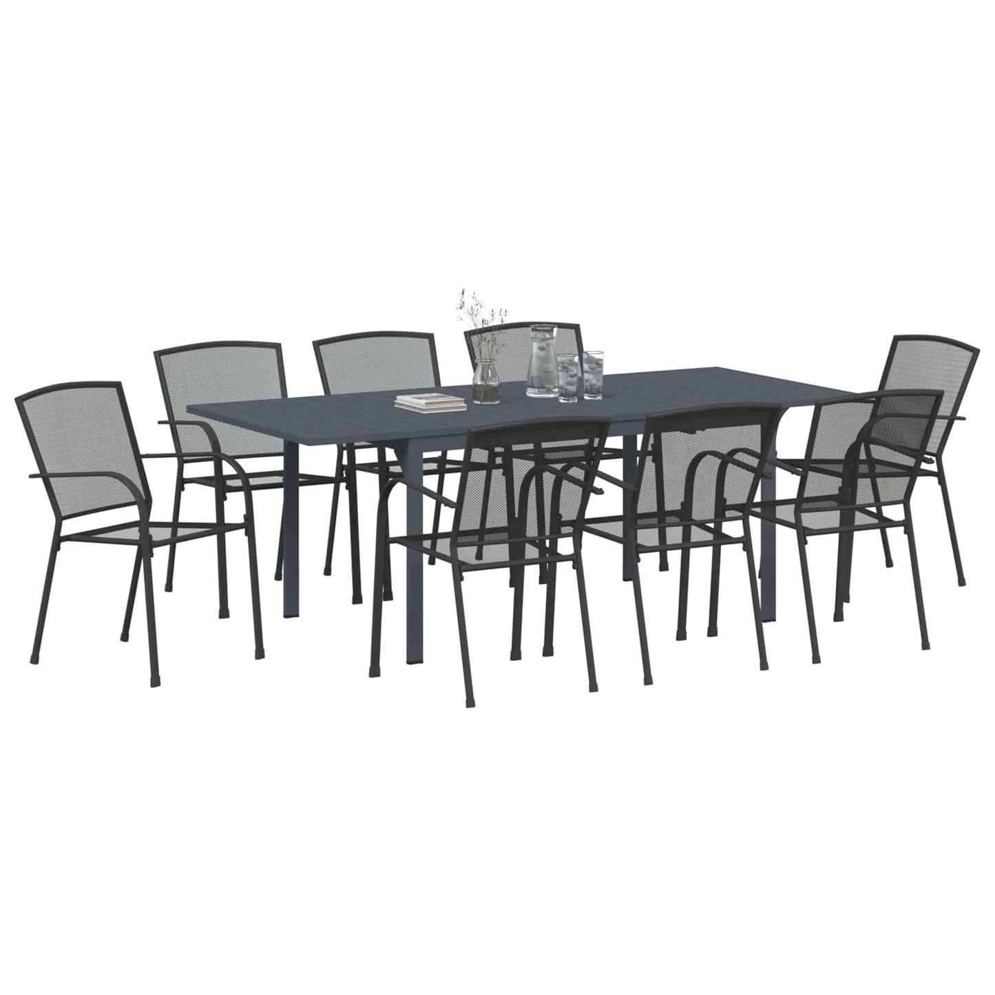 Garden Dining Set 9 pcs Anthracite Steel