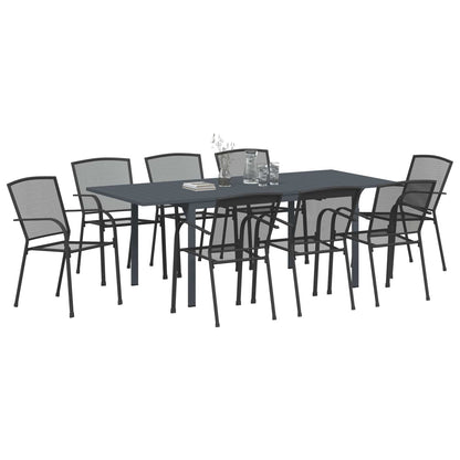 Garden Dining Set 9 pcs Anthracite Steel