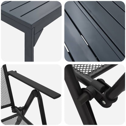 Garden Dining Set Folding 9 pcs Anthracite Steel