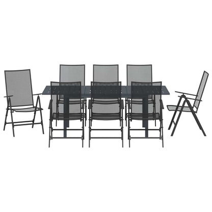 Garden Dining Set Folding 9 pcs Anthracite Steel