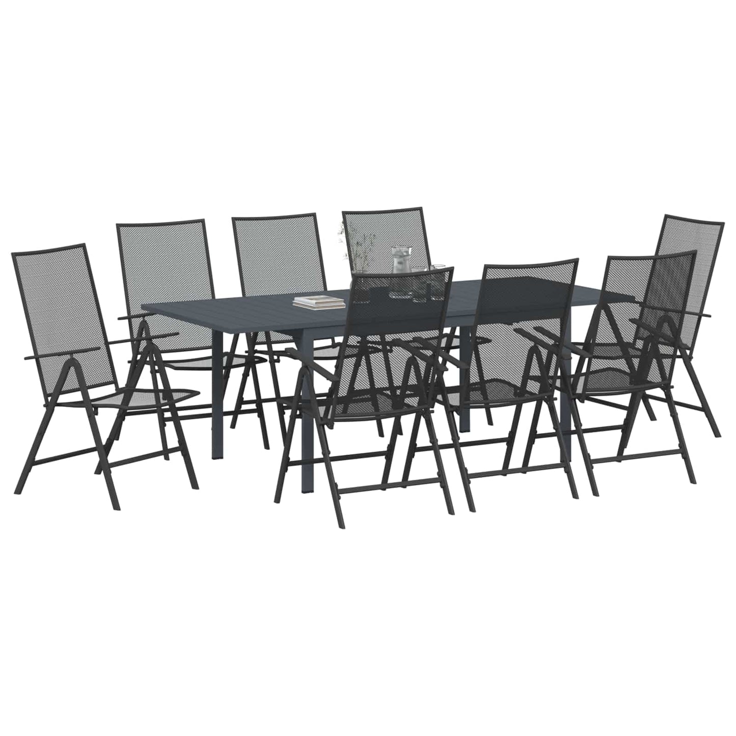 Garden Dining Set Folding 9 pcs Anthracite Steel