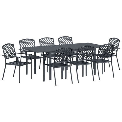 Garden Dining Set 9 pcs Anthracite Steel