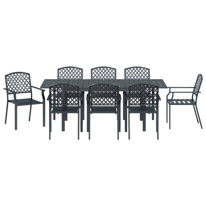 Garden Dining Set 9 pcs Anthracite Steel