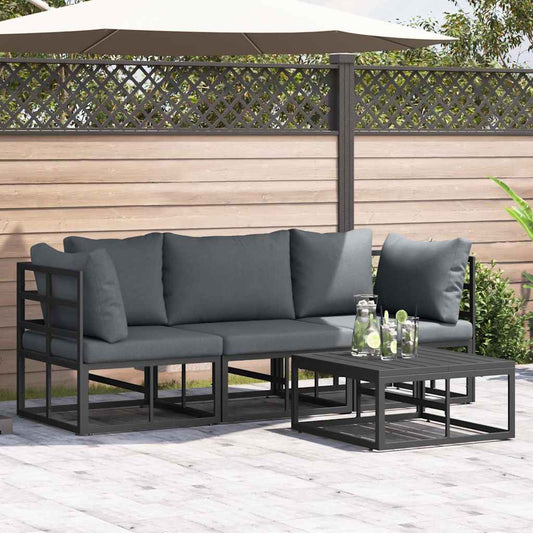 Garden Sofa Set 4 pcs Black Metal