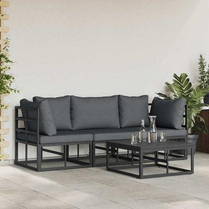 Garden Sofa Set 4 pcs Black Metal