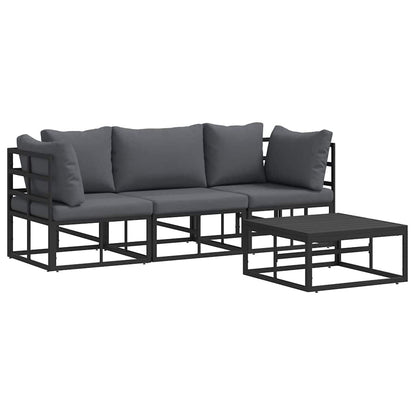 Garden Sofa Set 4 pcs Black Metal