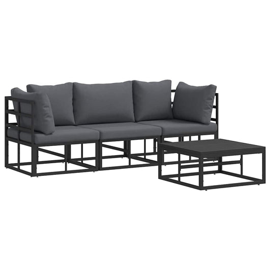 Garden Sofa Set 4 pcs Black Metal