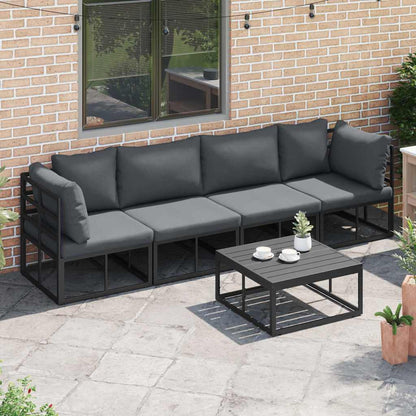Garden Sofa Set 4 pcs Black Metal