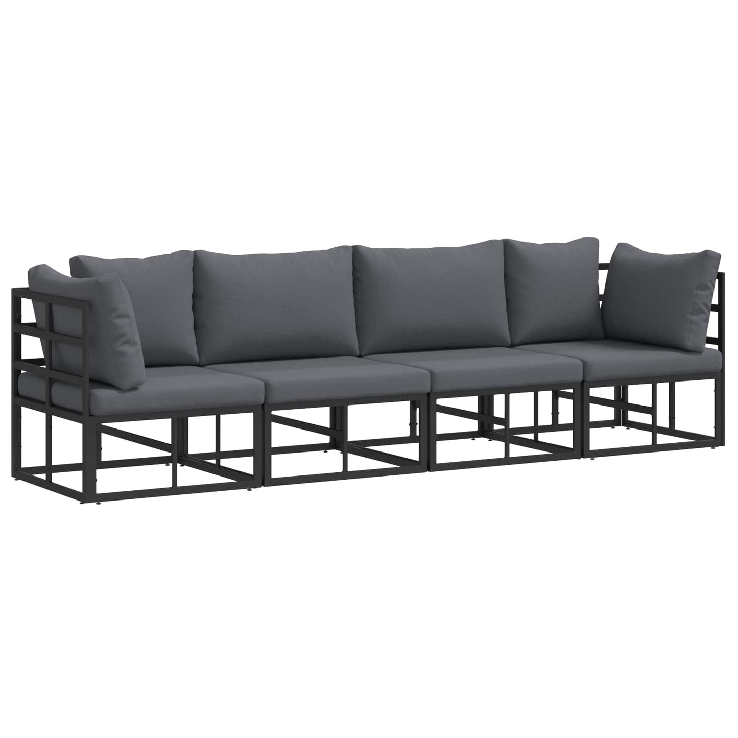 Garden Sofa Set 4 pcs Black Metal