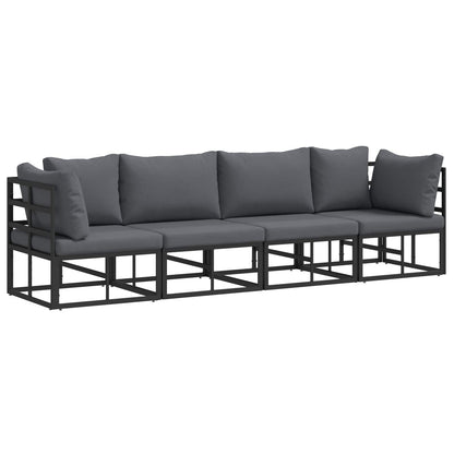 Garden Sofa Set 4 pcs Black Metal