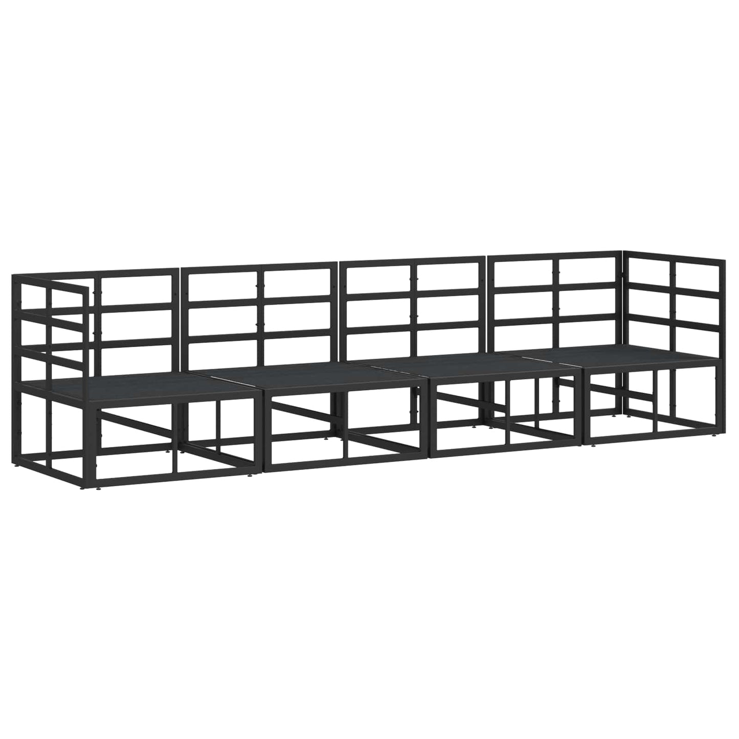 Garden Sofa Set 4 pcs Black Metal