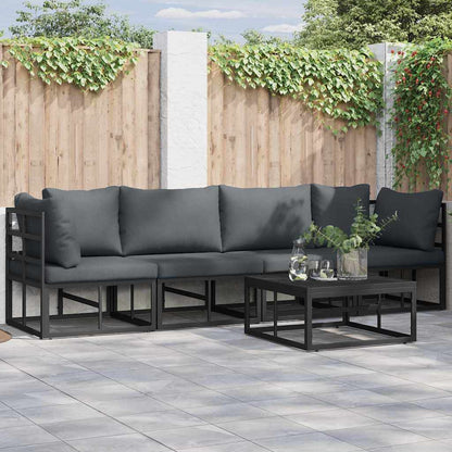 Garden Sofa Set 5 pcs Black Metal