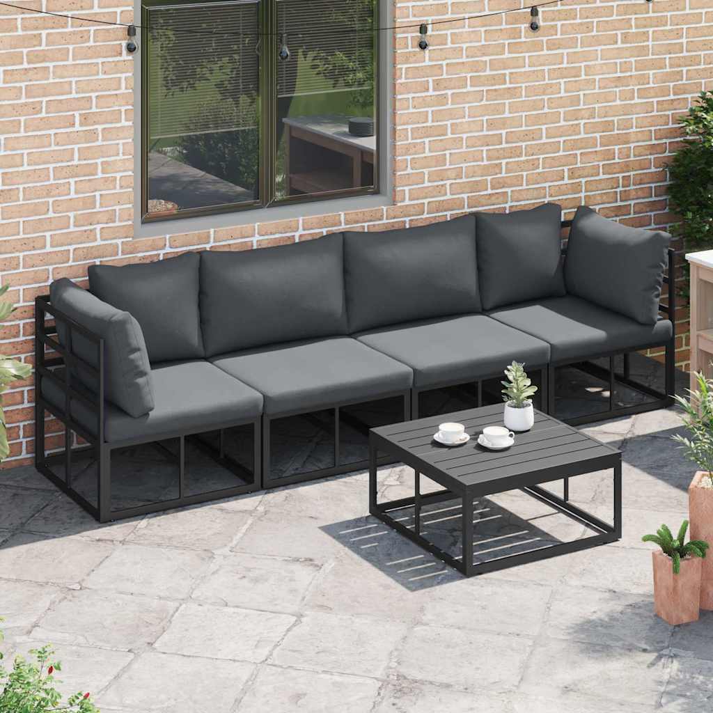 Garden Sofa Set 5 pcs Black Metal