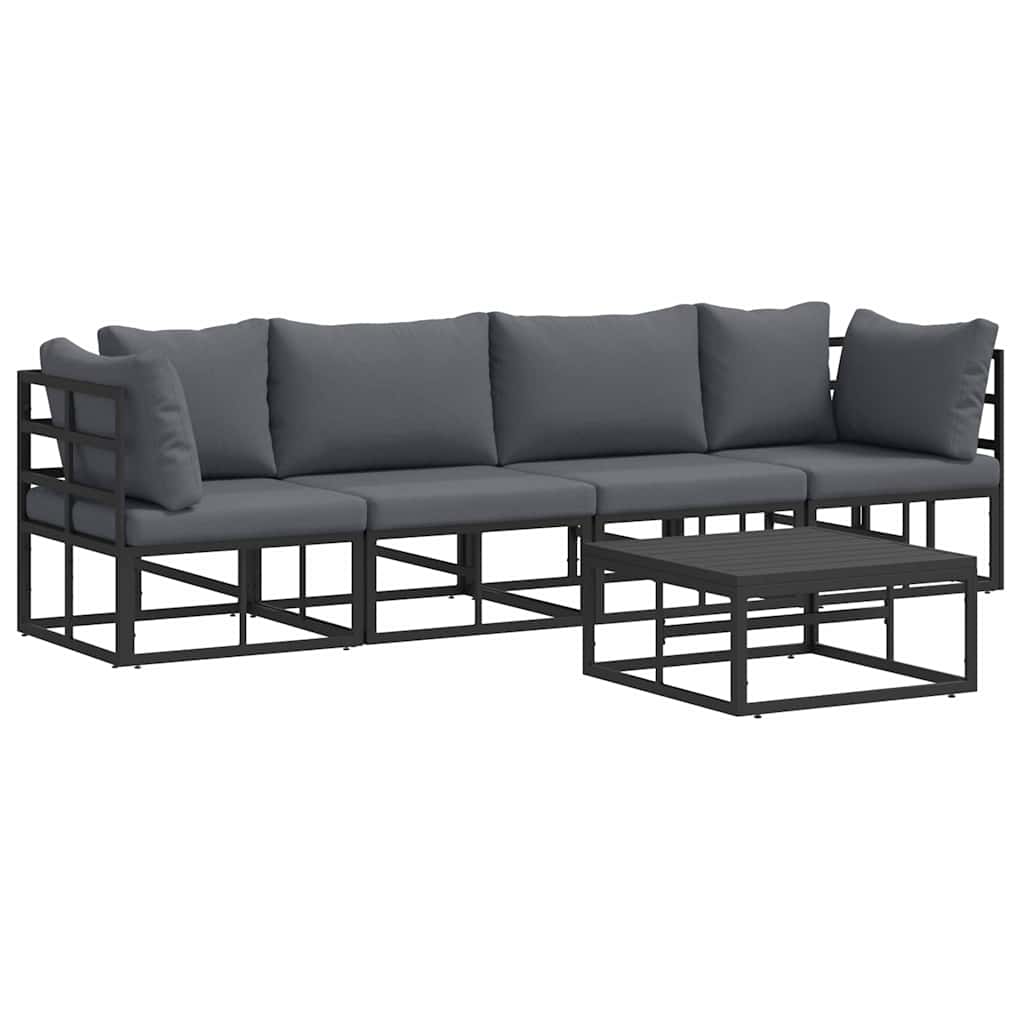 Garden Sofa Set 5 pcs Black Metal