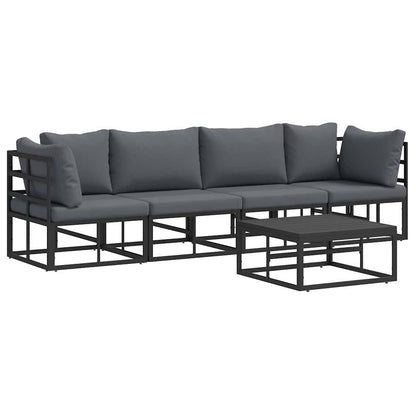 Garden Sofa Set 5 pcs Black Metal
