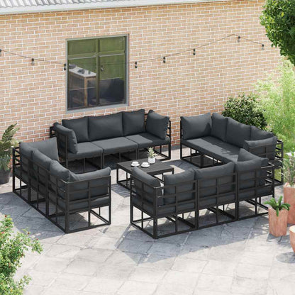 Garden Sofa Set 12 pcs Black Metal