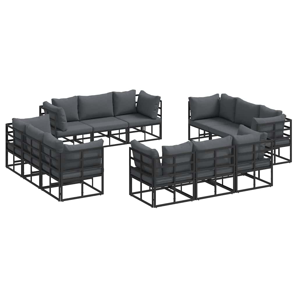 Garden Sofa Set 12 pcs Black Metal