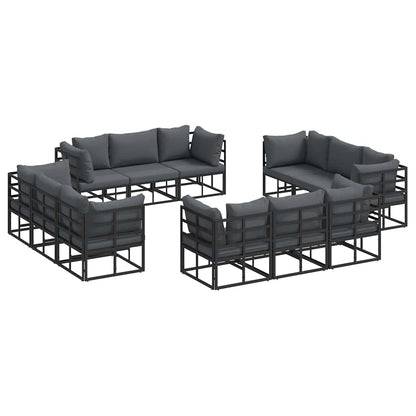 Garden Sofa Set 12 pcs Black Metal