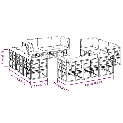 Garden Sofa Set 12 pcs Black Metal