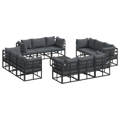 Garden Sofa Set 13 pcs Black Metal