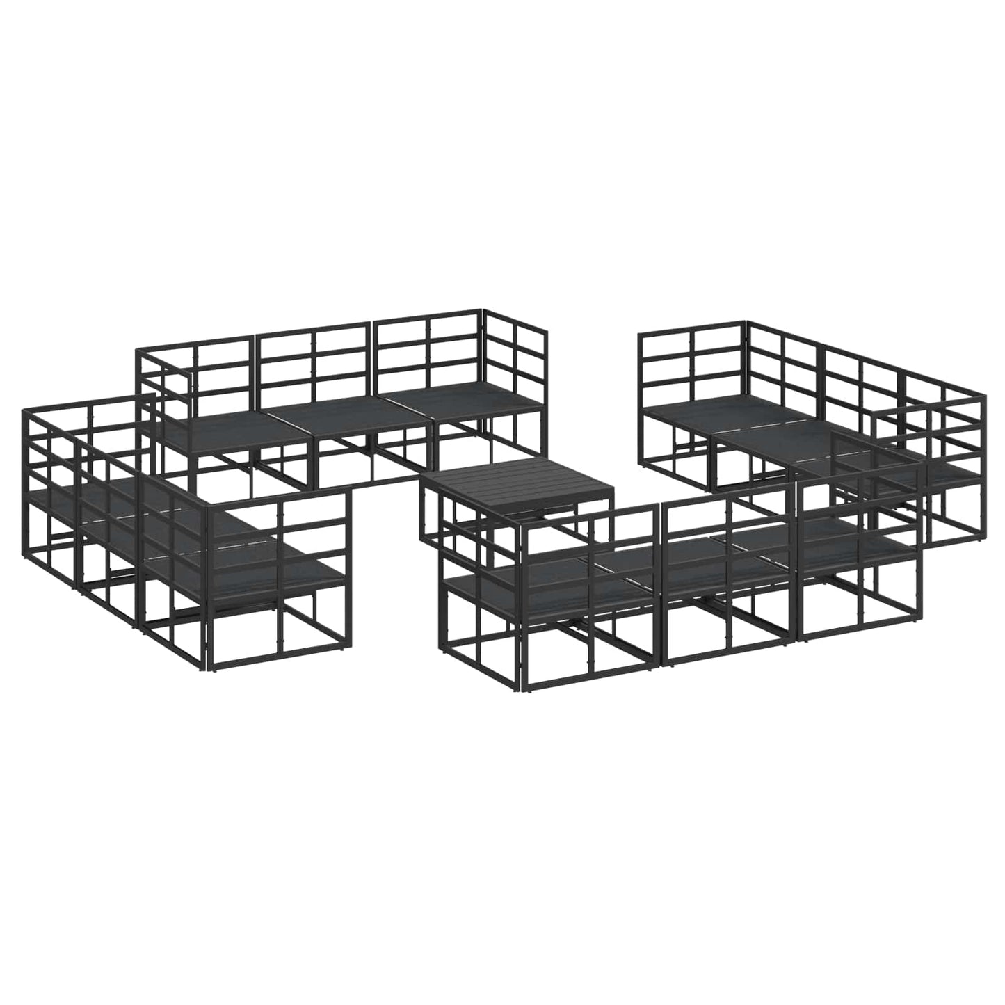 Garden Sofa Set 13 pcs Black Metal