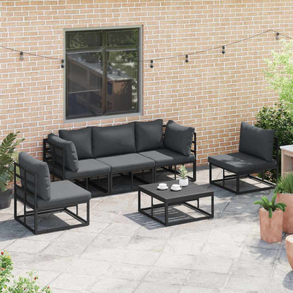 Garden Sofa Set with Cushion 5 pcs Black Aluminium