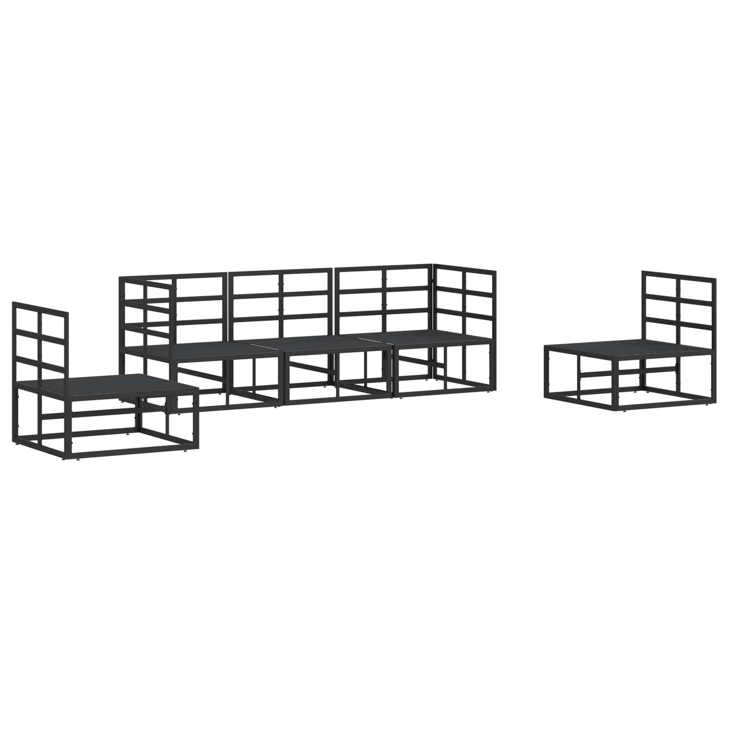 Garden Sofa Set with Cushion 5 pcs Black Aluminium