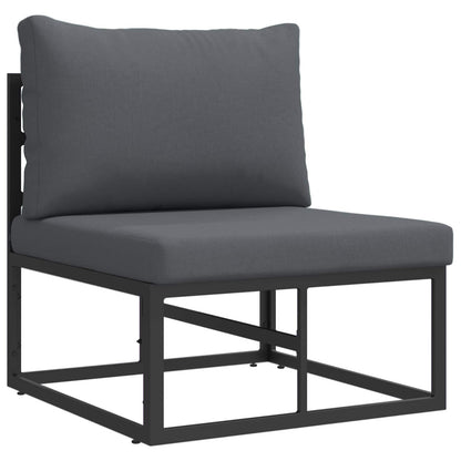 Garden Sofa Set with Cushion 6 pcs Black Aluminium