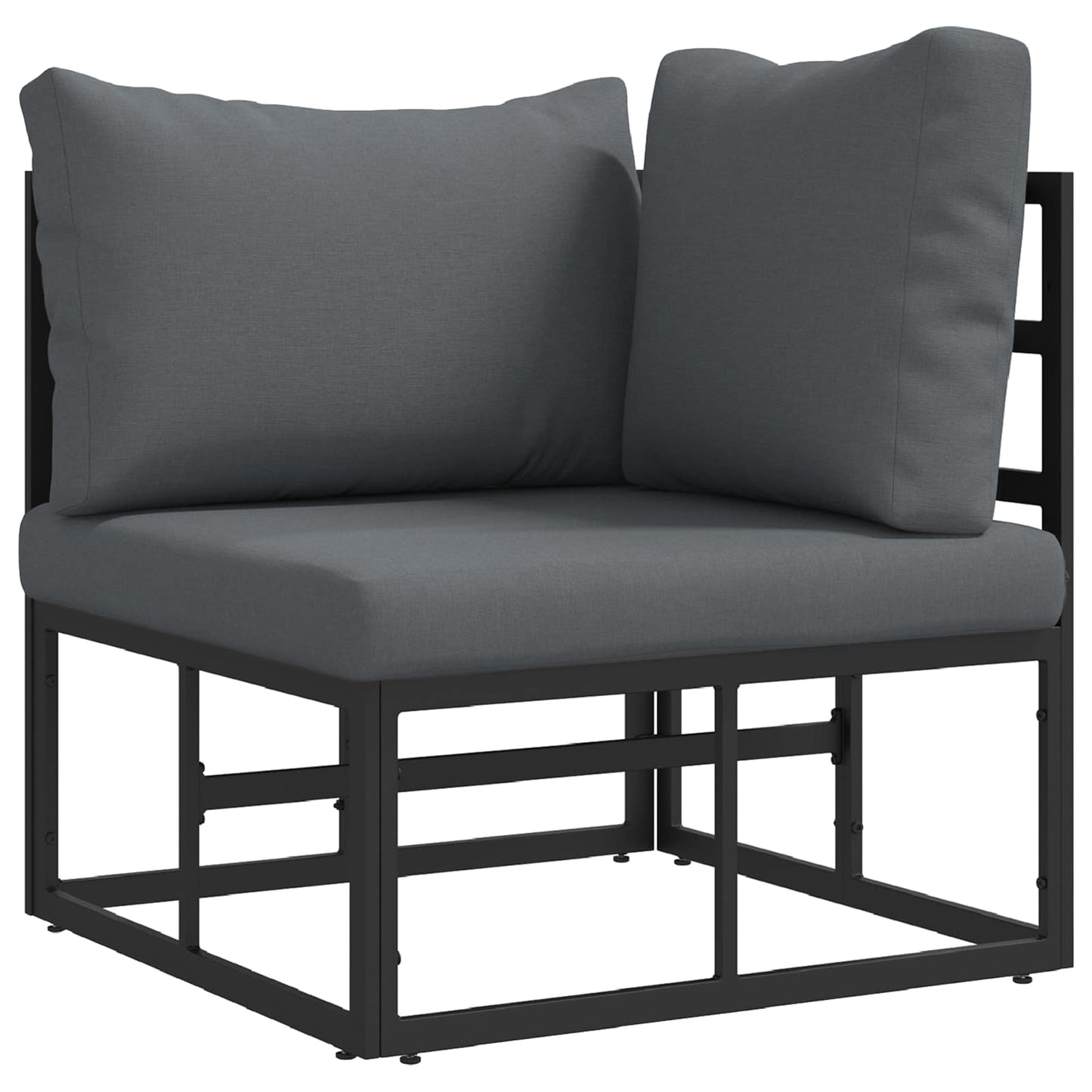 Garden Sofa Set with Cushion 6 pcs Black Aluminium
