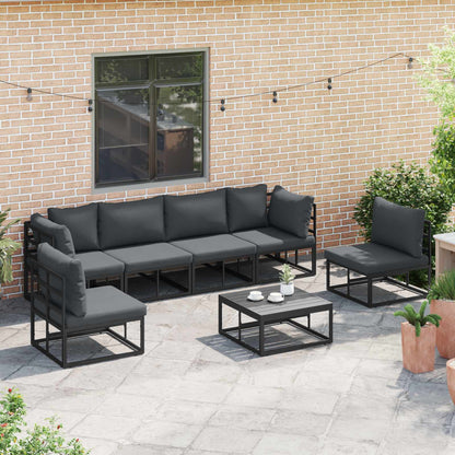 Garden Sofa Set with Cushion 6 pcs Black Aluminium