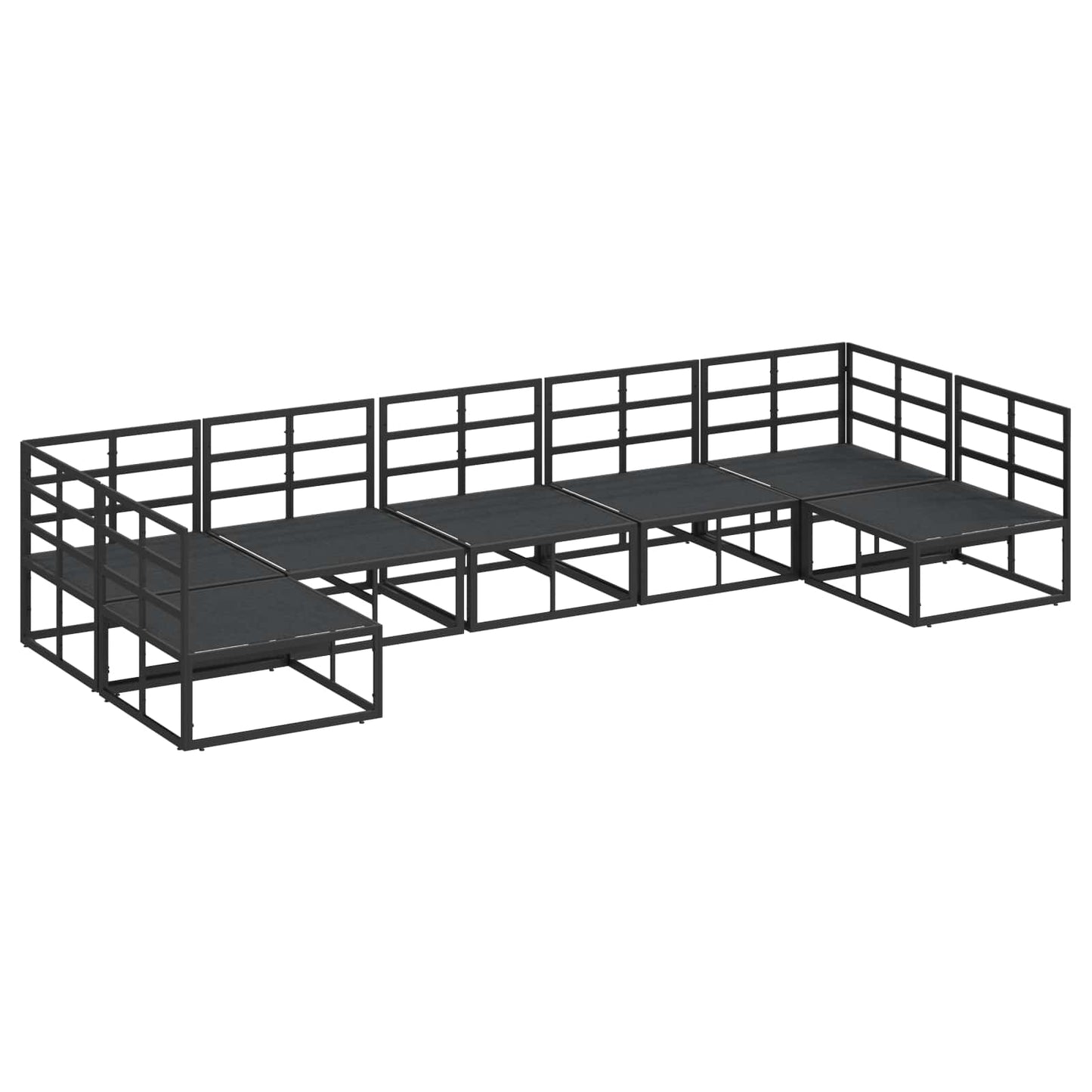 Garden Sofa Set with Cushion 7 pcs Black Aluminium