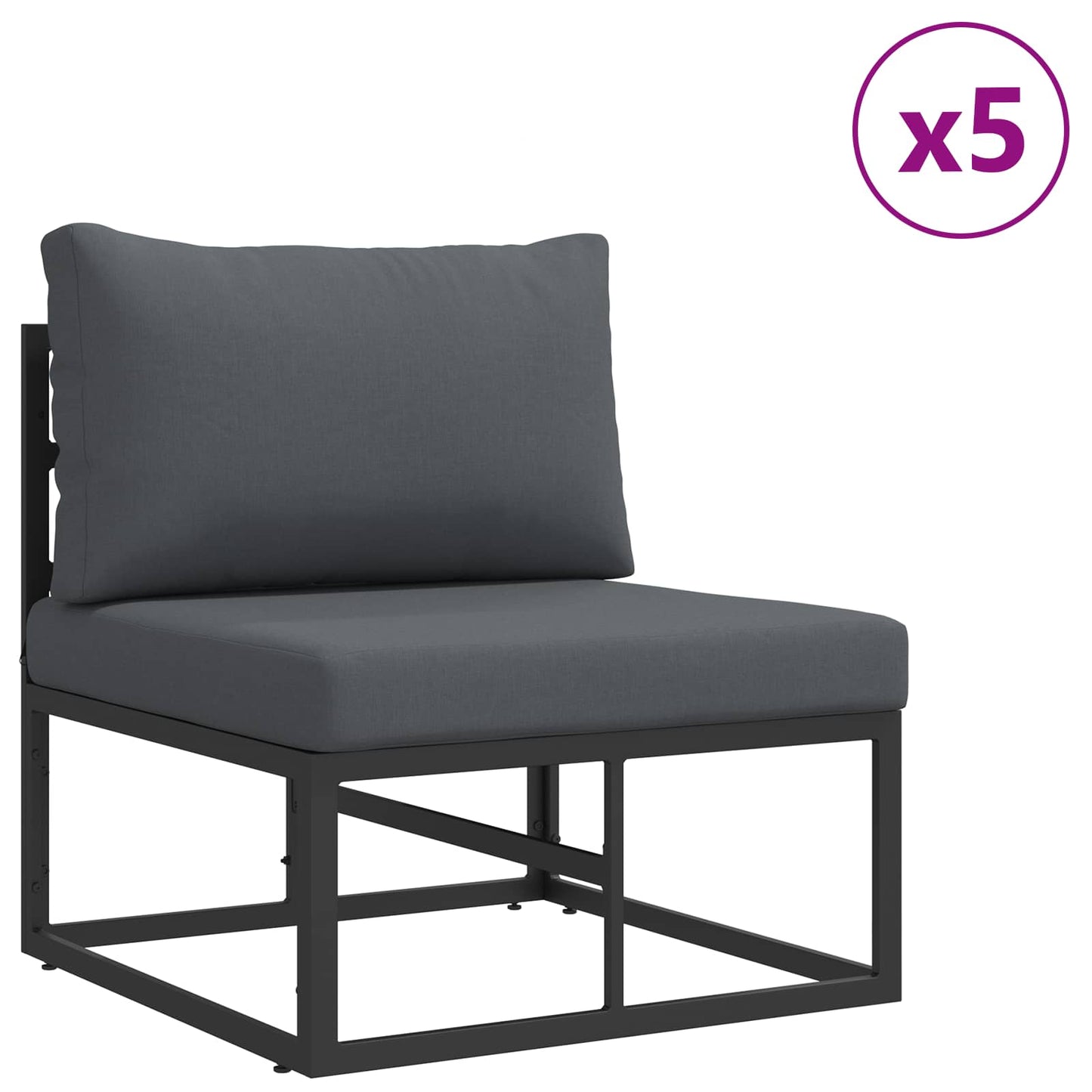 Garden Sofa Set with Cushion 7 pcs Black Aluminium