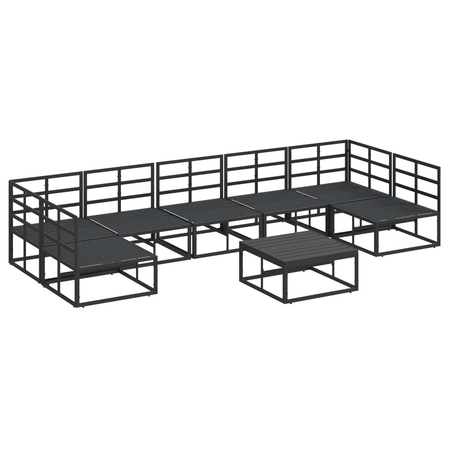 Garden Sofa Set with Cushion 8 pcs Black Aluminium