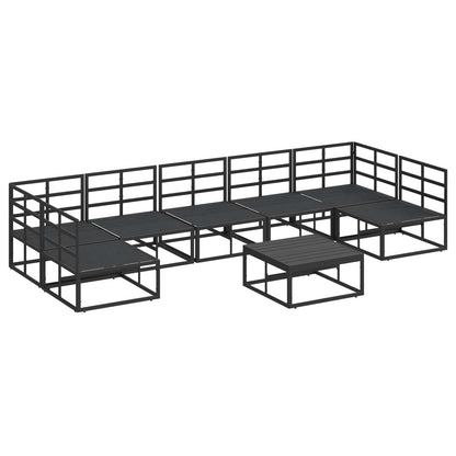Garden Sofa Set with Cushion 8 pcs Black Aluminium