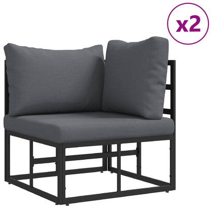 Garden Sofa Set with Cushion 8 pcs Black Aluminium