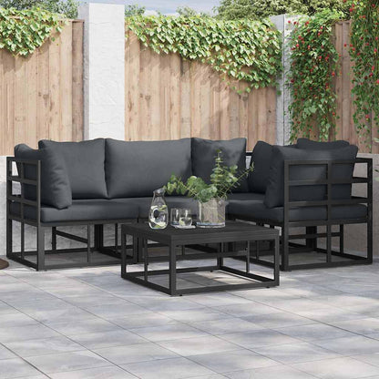 Garden Sofa Set with Cushion 4 pcs Black Aluminium